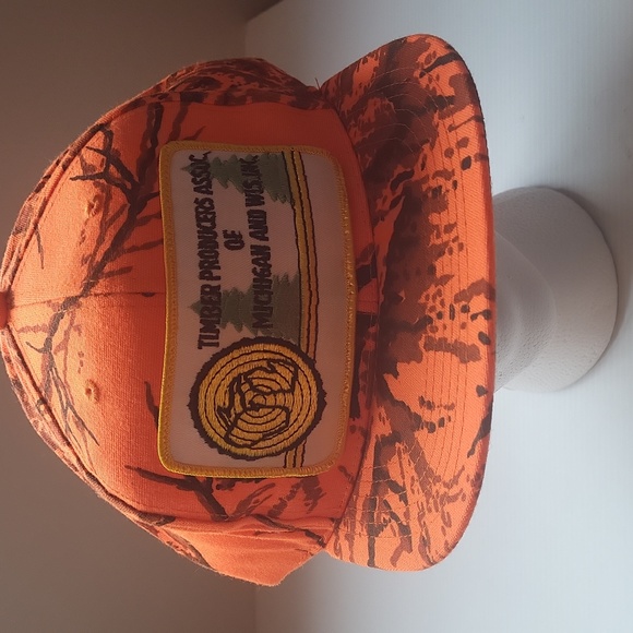 Snap Back Hat Adjustable Timber Producers Assoc. of Michigan & Wisconsin Orange - Picture 2 of 8